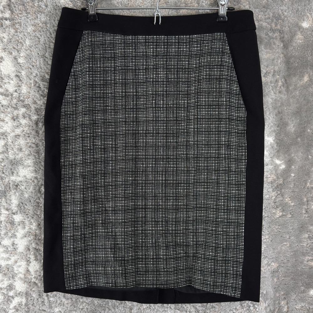 Talbots Size 8‎ Wool Blend Casual Midi Skirt Pencil Black Zip Lined Career
